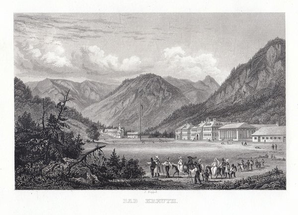 Bad KREUTH am Tegernsee. Echter Stahlstich um 1850