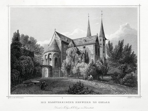 GOSLAR: Klosterkirche Neuwerr. Originaler Stahlstich um 1850