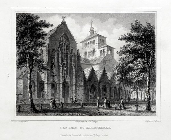 HILDESHEIM - Der Dom. Originaler Stahlstich um 1850