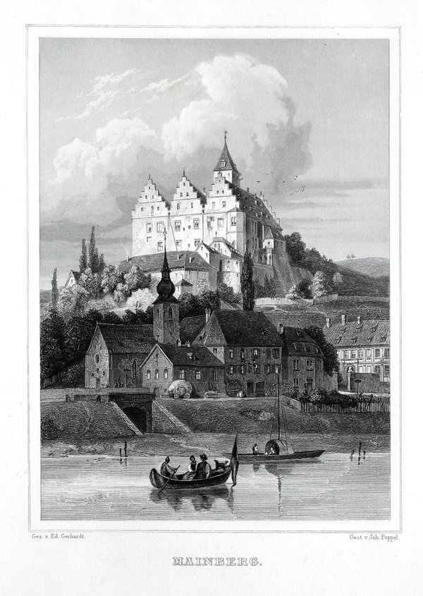 SCHONUNGEN MAINBERG Originaler Stahlstich von Poppel 1846