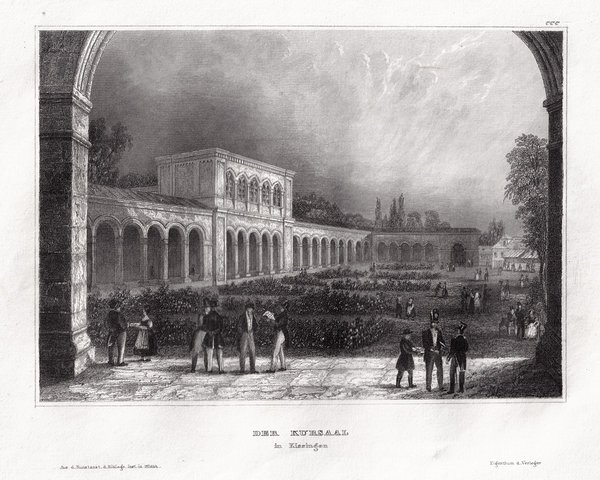 BAD KISSINGEN: Der Kursaal . Echter Stahlstich um 1840
