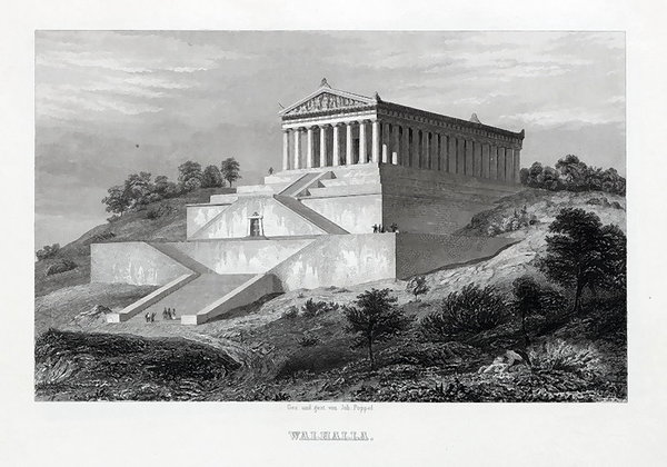 DONAUSTAUFF - Walhalla - Stahlstich um 1850
