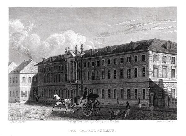 Berlin: Das Cadettenhaus. Originaler Stahlstich 1833