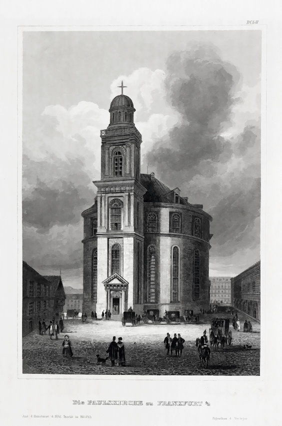 Frankfurt / Main - Die Paulskirche. Originaler Stahlstich um 1850