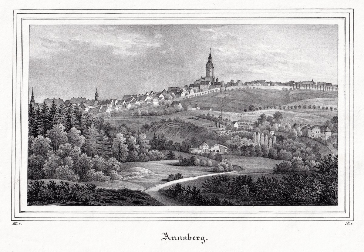 Das Schloß Originale Lithographie aus Saxonia um 1840 Chemnitz 