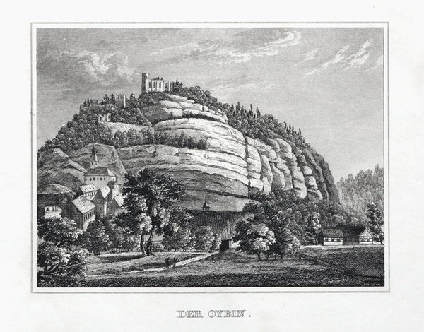Der Oybin. Originaler Stahlstich um 1840