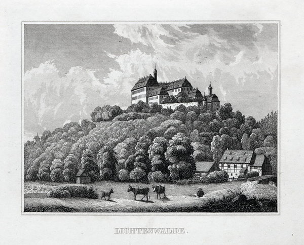 Lichtenwalde bei Chemnitz. Originaler Stahlstich um 1840