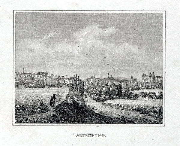 Altenburg - Gesamtansicht. Originaler Stahlstich um 1840