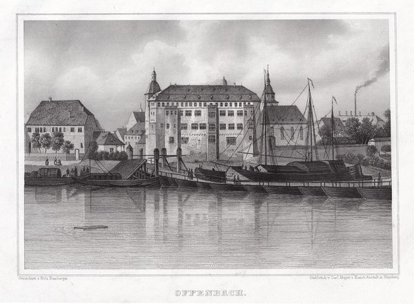 Offenbach am Main.. Originaler Stahlstich um 1850