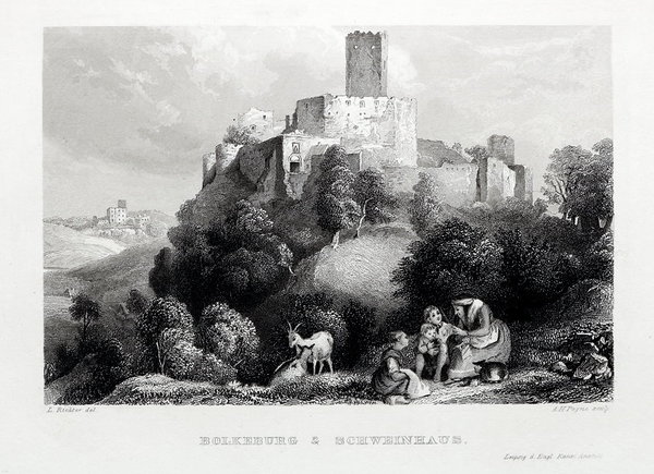BOLKEBURG & SCHWEINHAUS - Riesengebirge. Stahlstich um 1850