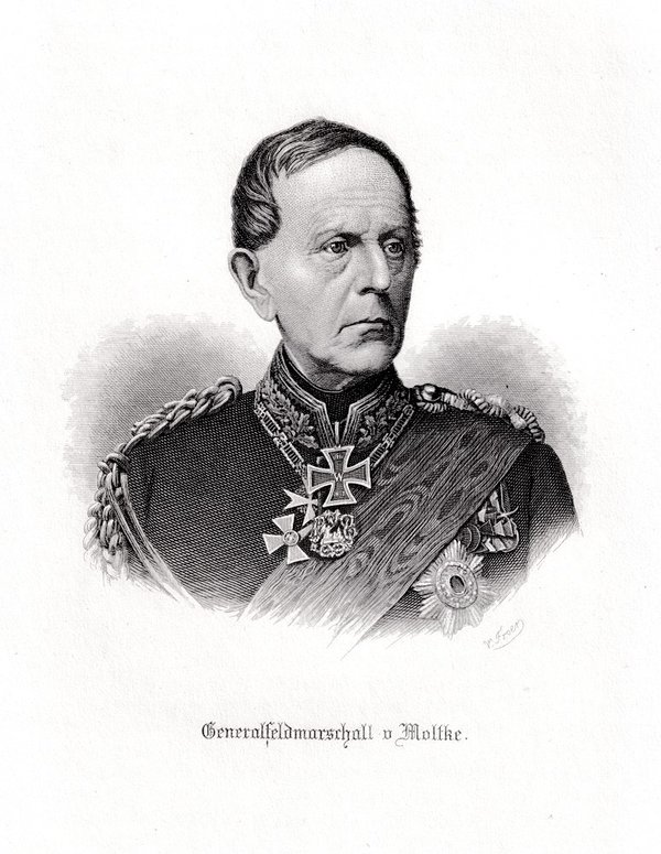 Generalfeldmarschall von Moltke. Brustbild.. Originaler Stahlstich um 1880