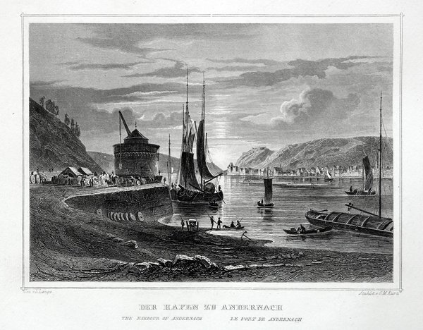 ANDERNACH. Der Hafen. Originaler Stahlstich um 1870