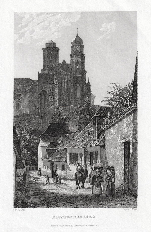 Klosterneuburg: Stiftskirche Originaler Stahlstich um 1840