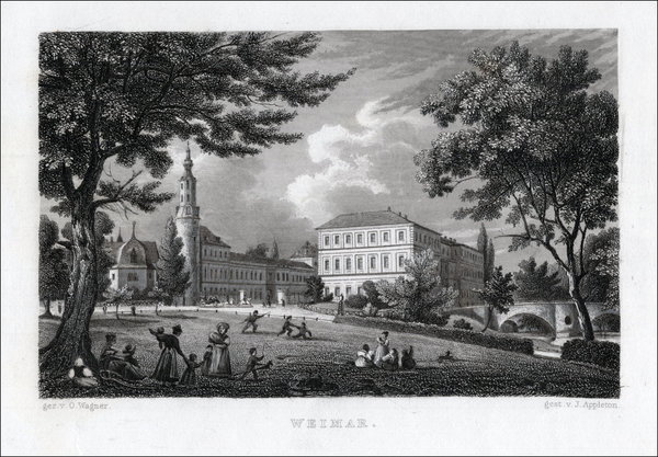 Weimar. Das Schloß Originaler Stahlstich Appleton  um 1838