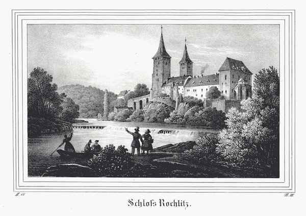 Rochlitz: Das Schloß. Lithographie aus Saxonia um 1840