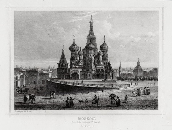 Moskau. Die Kathedrale. Originaler Stahlstich um 1850