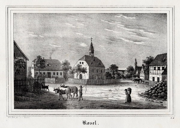 Kosel bei Niesky. Originale Lithographie um 1840