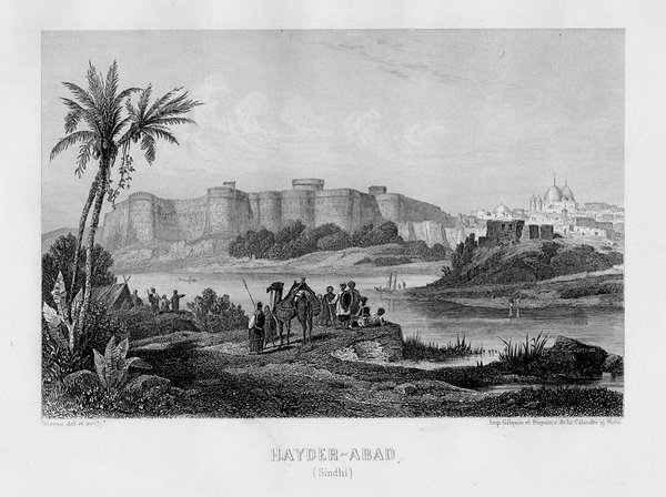 Indien: Hayder-Abad. Original Stahlstich Bibl. Inst. um 1850