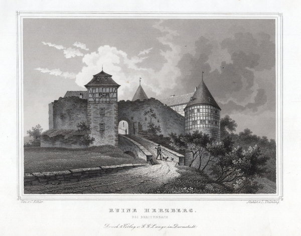 Herzberg bei Breitenbach Echter Stahlstich, Thümling um 1840