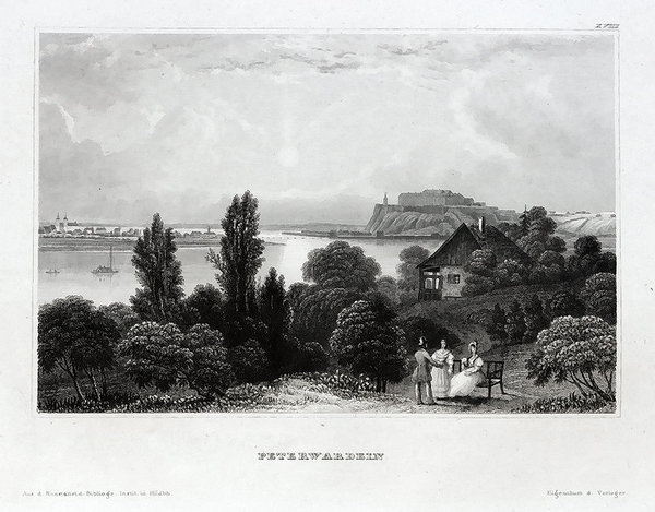 Serbien: Peterwardein. Die Festung . Originaler Stahlstich, um 1840