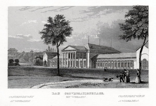 Wiesbaden, Kurhaus Echter Stahlstich, Geib um 1840