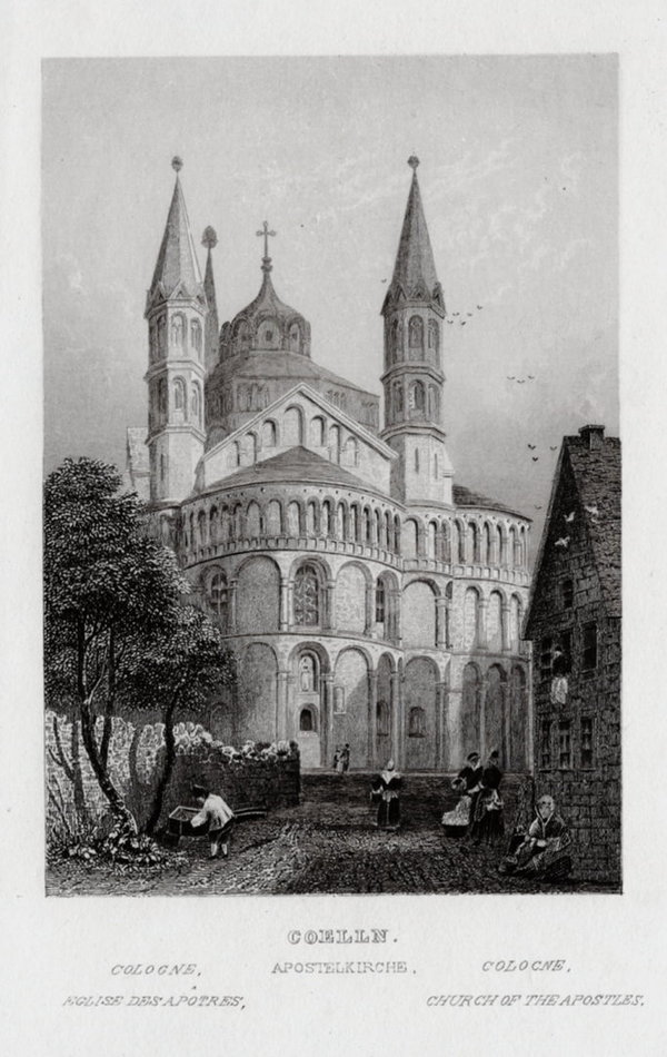 Kölln. Apostelkirche Echter Stahlstich, Geib um 1840