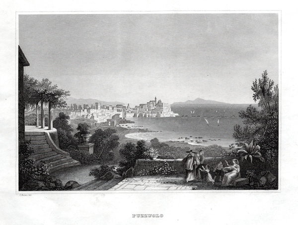 Puzzuolo, echter Stahlstich, Reiss um 1850