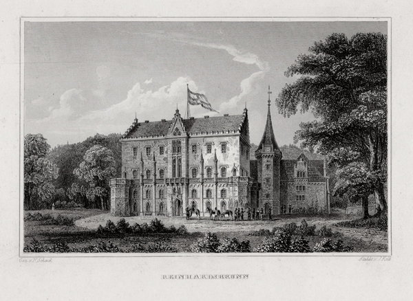 Friedrichroda, Schloß Reinhardsbrunn . Originaler Stahlstich von Kolb um 1870