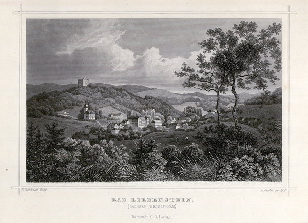 Bad Liebenstein. Gesamtansicht Originaler Stahlstich, Oeder 1857