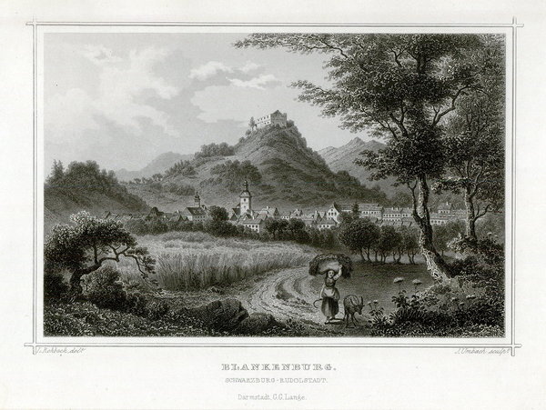 Bad Blankenburg, Schwarzburg Rudolstadt Originaler Stahlstich, Umbach 1857