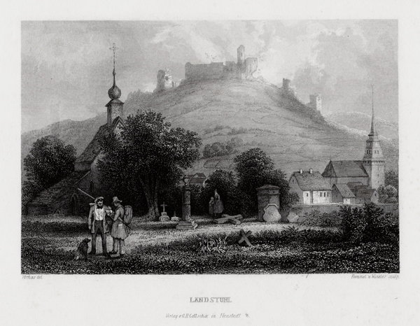 Landstuhl Pfalz. Original Stahlstich Frommel um 1850