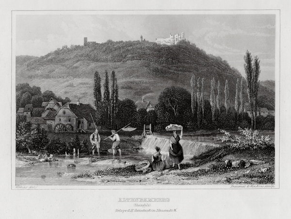 Altenbamberg b. Bad Kreuznach. Original Stahlstich Frommel um 1850