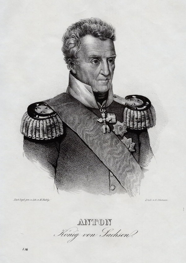 Anton König von Sachsen. Lithographie aus Saxonia um 1840