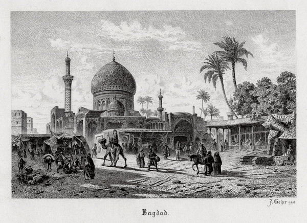 Irak: Bagdad. Teilansicht,. Originaler Stahlstich um 1880