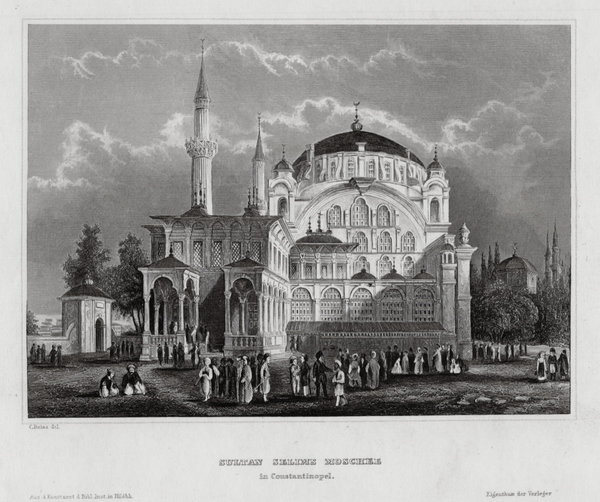 Istanbul. Sultan Selim Moschee, echter Stahlstich um 1850