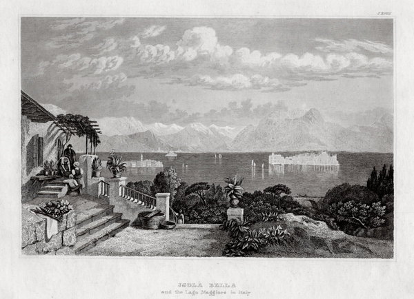 LAGO MAGGIORE Isola Bella. Originaler Stahlstich um 1840