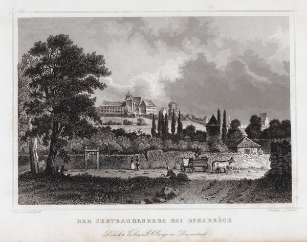 Osnabrück. Gertraudenberg. Originaler Stahlstich um 1850