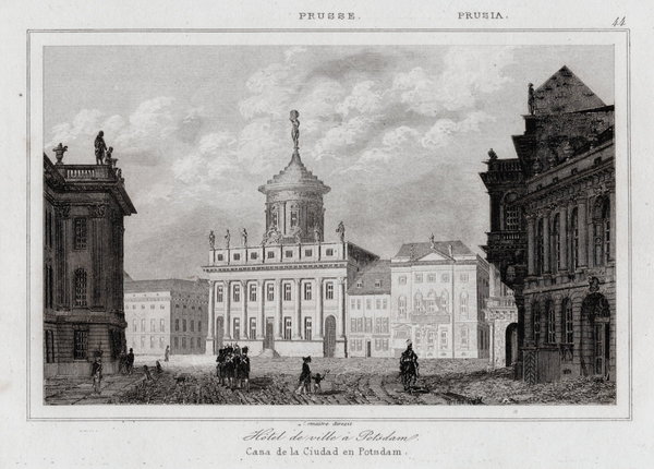 Potsdam Rathaus - Stahlstich, Lemaitre um 1850