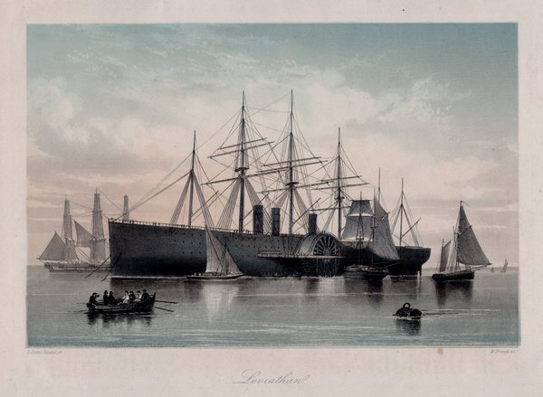 Leviathan. Das größte Schiff der Welt. Originaler Stahlstich, French von 1858
