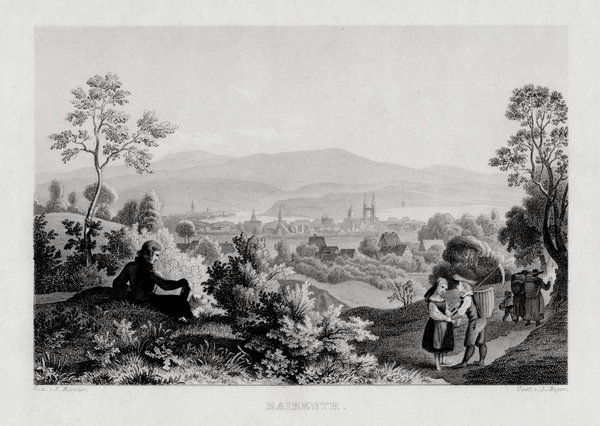 Bayreuth,  echter Stahlstich n. L. Richter um 1840