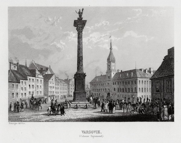 Warschau in Polen. Originaler Stahlstich um 1850